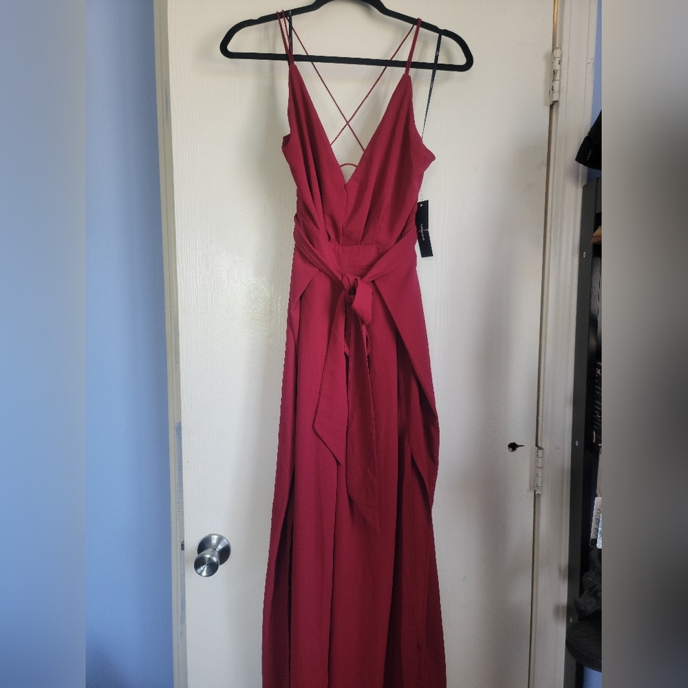 Lulus | Hype Dream Wine Red Backless Wide-Leg Jumpsuit
